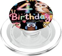 Búho de 4º cumpleaños para niñas, Hombres, Mujeres y niños PopSockets PopGrip para MagSafe