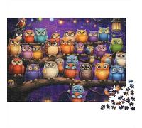 Búho de Dibujo Puzzle de 1000 Piezas Papel para Adultos Escena de Bosque Nocturno Puzzle para Toda la Familia Relajación Regalo Decoración 38x26cm/1000pcs