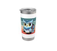 Búho de dibujos animados grandes ojos amarillos mochila Vaso térmico de acero inoxidable de doble pared