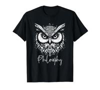 Búho de Filosofía. Camiseta gráfica económica, Hombre, Negro, S
