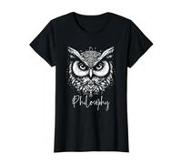 Búho de Filosofía. Camiseta gráfica económica, Mujer, Negro, XS