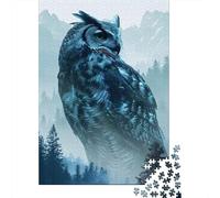 Búho del Bosque Puzzle de 1000 Piezas para Adultos Papel Escena Natural Azul Juego de Puzzle 1000 Piezas Relajación Decoración Hogar Regalo 70x50cm/1000pcs