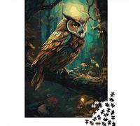 Búho del Bosque Puzzle para Adultos Puzzle de 1000 Piezas Juego de Puzzle 1000 Piezas Papel Escenario Nocturno Naturaleza Misteriosa Relajación Decoración Hogar Regalo Familiar 52x38cm/1000pcs
