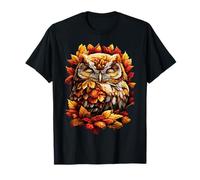 Búho durmiendo con Hojas de otoño Bosque Animal Otoño Camiseta