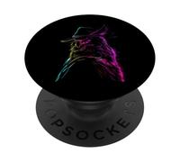 Búho eléctrico con Sombrero Abstracto Arte Lineal PopSockets PopGrip Adhesivo