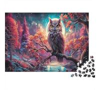 Búho Empotrado en Rama iluminada por la Luna de otoño Puzzle Vida Silvestre Rompecabezas 1000 Piezas Adultos - Regalo, Juego Familiar, Decoración del Hogar 70x50cm/1000pcs