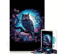 Búho en Acuarela en una Rama Rompecabezas de 1000 Piezas para Adolescentes Juego de concentración Mental Corte de precisión Bordes Lisos Juego para Rellenar Calcetines navideños (50x75cm)