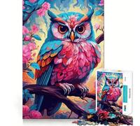 Búho en Acuarela sobre una Rama Rompecabezas de 1000 Piezas para Adultos Juguete Que desafía la Mente Corte preciso alineación Actividad Nocturna Divertida para Toda la Familia (38x26cm)