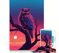 Búho en acuarela sobre una rama Rompecabezas para adultos de 1000 piezas Diversión para ejercitar la mente Piezas sin rebabas y de corte limpio Actividad entrañable para compartir en familia (50x75cm)