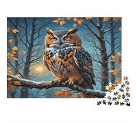 Búho en Bosque de otoño Puzzle 1000 Piezas De Cartón Grueso Conjunto De Rompecabezas Anti Estrés Adultos para Pasatiempos En Casa como Regalo Original 52x38cm/1000pcs