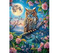 Búho en el bosque mágico Puzzle 300 Piezas Cartón Blanco Premium Para Coleccionistas Dibujo Animado de Paisajes de Cuento de Hadas Desarrollo Cognitivo Ocio Tranquilo Casa Compatible Marco Estándar 30