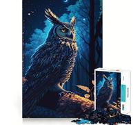 Búho en el Bosque Nocturno, Rompecabezas de 1000 Piezas para Adultos Mejora la Memoria Divertido Bordes precisos Regalo de Temporada (50x75cm)