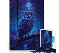 Búho en el Bosque Nocturno Rompecabezas para Adolescentes de 1000 Piezas Refuerza la Memoria Tiempo de Paz Borde de Calidad Regalo clásico (38x52cm)