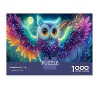 Búho en Flores cósmicas 1000 Piezas Puzzle Clásico Aves Rapaces Naturales Puzzle para Adultos, Cartón Grueso - Adolecentes 12-18, Entrena La Lógica, Amantes De Puzzles 38x26cm/1000pcs