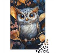 Búho en Hojas de otoño Rompecabezas 1000 Piezas Juego Familiar Desafío Imposible Papel DIY Adultos Regalo Mujer 70x50cm/1000pcs
