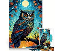 Búho en la Noche Estrellada, Rompecabezas de 1000 Piezas para Adultos, Regalos, Mejora la Memoria, relajación Mental, Corte Premium, cálida Sorpresa (38x26cm)