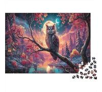 Búho en la Rama en la Noche de otoño iluminada por la Luna Puzzle Vida Silvestre Rompecabezas - 1000 Piezas Desafiante, Adultos, Regalo, Juego Familiar, Decoración del Hogar 38x26cm/1000pcs
