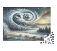 Búho en tormenta de Nieve Puzzle 1000 Piezas Papel Reciclado para Adultos Puzzle para Adultos Juego Familiar Divertido y desafiante Regalo Divertido para casa Excelente Idea de Regalo 52x38cm/1000pcs
