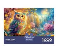 Búho en una Aldea Nocturna Brillante y fantasiosa Puzzle De 1000 Piezas búho Vínculo Familiar, Adultos Y Niños 70x50cm/1000pcs