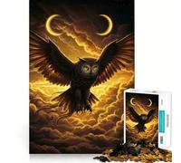 Búho en Vuelo con Lunas crecientes, Rompecabezas de 1000 Piezas para Adultos, Regalos, Mejora la Memoria, relajación Mental, Corte Premium, cálida Sorpresa (50x75cm)