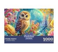 Búho Entre Flores Vibrantes con Arco Iris Puzzle De 1000 Piezas búho soñador Juguete Educativo para Niños Y Adultos 38x26cm/1000pcs