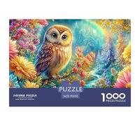 Búho Entre Flores Vibrantes con Arco Iris Puzzle De 1000 Piezas búho soñador Perfecto Regalo De Cumpleaños para Niños Y Adultos 70x50cm/1000pcs