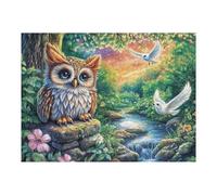 Búho Entre Las Flores del Bosque Puzzle 500 Piezas Papel Mayores Terapia Ocupacional para Relajarse Entretenimiento Sin Pantalla Más Vendido Regalo Original 500 PCS