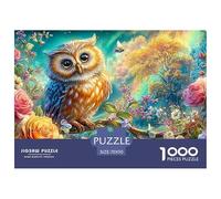 Búho Entre Rosas en un Bosque resplandeciente Puzzle De 1000 Piezas búho Juego De Entrenamiento Mental para Adultos Y Niños 70x50cm/1000pcs