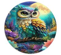 Búho Fantasía Puzzle para Adultos Puzzle de 1000 Piezas Redondo Papel Bosque Mágico
