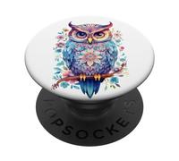 Búho Flores Patrón Floral Vintage Owl Lover PopSockets PopGrip Intercambiable