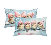 Búho Fundas Cojines 40x60 Lino Juego de 2, Lujosas Funda Cojin Rosa Súper Suaves y Cómodas, Funda de Almohada con Cremallera Oculta, Fácil Cuidado, Adecuado para Sofá, Cama, Silla o Jardín S-391