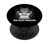 Búho Gracioso Aullando sin Licencia Que Necesita Permiso PopSockets PopGrip Adhesivo