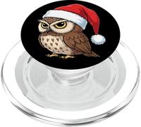 Búho gruñón con Sombrero de Papá Noel, diseño navideño PopSockets PopGrip para MagSafe