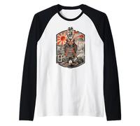 Búho Guerrero Ukiyo-e Arte Samurái Japonés Camiseta Manga Raglan