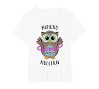 Búho Hullern Huhuu Huler Danza Deporte Fitness Camiseta, Mujer Tallas Grandes, Blanco, 1XL Grande