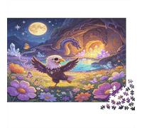 Búho Ilustrado Jardín Nocturno Puzzle de 1000 Piezas Puzzle para Adultos Papel Juego de Puzzle 1000 Piezas Relajación Decoración Hogar Regalo 38x26cm/1000pcs