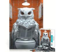 Búho Leyendo el periódico en el Inodoro Rompecabezas de 1000 Piezas para Adultos Regalos Juego de ingenio Ocio Diversión Calidad Precioso Regalo (50x75cm)