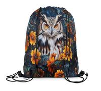 Búho Lindo Bolsa De Cuerda Ajustable Mochila Fácil De Doblar Bolsa De Hombro Doble para Hombres Merienda Playa 36X42Cm