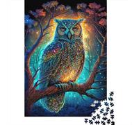 Búho Luminoso Puzzle de 1000 Piezas para Adultos Papel Bosque Mágico Juego de Puzzle 1000 Piezas Decoración Relajante Familiar 52x38cm/1000pcs