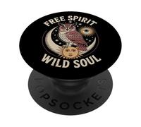 Búho Luna Sol Estrellas Naturaleza Mística Magia Boho Vibes PopSockets PopGrip Adhesivo