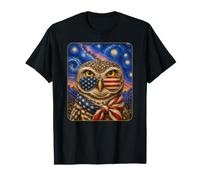 Búho madriguera con Gafas de Bandera de Estados Unidos Arte Americano Camiseta