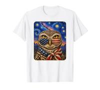 Búho madriguera con Gafas de Bandera de Estados Unidos Arte Americano Camiseta gráfica económica, Hombre, Blanco, S