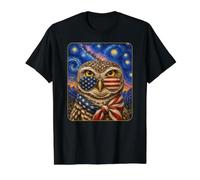 Búho madriguera con Gafas de Bandera de Estados Unidos Arte Americano Camiseta gráfica económica, Hombre, Negro, S