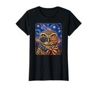 Búho madriguera con Gafas de Bandera de Estados Unidos Arte Americano Camiseta gráfica económica, Mujer, Negro, L