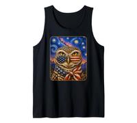 Búho madriguera con Gafas de Bandera de Estados Unidos Arte Americano Camiseta sin Mangas
