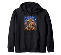 Búho madriguera con Gafas de Bandera de Estados Unidos Arte Americano Sudadera con Capucha