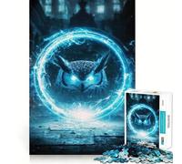 Búho místico con círculo Luminoso, Rompecabezas de 1000 Piezas para Adultos, Juguete de lógica Clara, diversión Relajante, Corte Perfecto, Regalo Elegante (50x75cm)