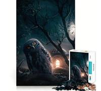 Búho místico en Luna Llena, Rompecabezas de 1000 Piezas para Adultos, Juguete para concentrarse y ejercitar la Mente, diversión Tranquila, Bordes Ajustados, artículo de Deseo de Papá Noel (50x75cm)