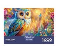 Búho Multicolor Entre Flores y Bosque Luminoso Puzzle De 1000 Piezas búho Juego De Puzzle Familiar para Adultos, Niños Y Ancianos 52x38cm/1000pcs