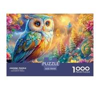 Búho Multicolor Entre Flores y Bosque Luminoso Puzzle De 1000 Piezas búho Perfecto Regalo para Niños, Niñas, Hombres Y Mujeres 70x50cm/1000pcs
